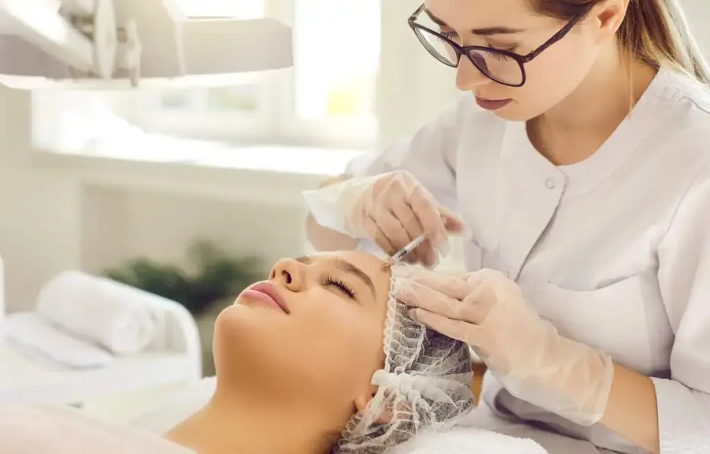 Provider performing a PRF EZ Gel facial rejuvenation treatment at Pretty Please Aesthetics in Sacramento / Roseville.